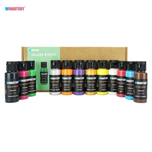 Đầy Màu sắc Stain Waterproof 12 màu sắc <span class=keywords><strong>Glass</strong></span> sơn Set cho nghệ thuật trên rượu vang kính chai và Windows - Product Image 2