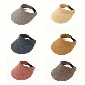 Chapeau de soleil en paille de raphia d'été pour femme, casquette de sport décontractée à visière vide pour la protection solaire - Product Image 3