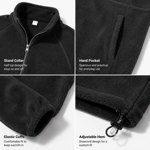 Veste polaire pour homme avec logo personnalisé OEM, style vintage rétro, pull à demi-zip, manteau thermique épais - Product Image 3