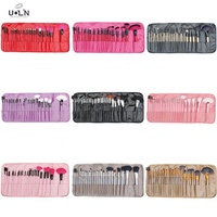 Ensemble de pinceaux de maquillage personnalisés faits à la main de luxe en gros à bas prix avec étiquette privée 24 pièces avec sac d'emballage