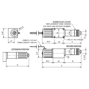 Actionneur électrique Di Rosati PE40G de type linéaire régulateur pour le contrôle de processus et les applications à haute température - Product Image 1