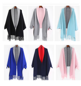 EE356 Nieuwe Herfst Winter Sjaal Effen Omkeerbaar Wol Cape Trendy Poncho Kasjmier Cape Wrap Tippet Warm Tassel Sjaal Vrouwen Capes - Product Image 4