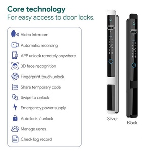 กลอนประตูอัจฉริยะ Glomarket Tuya WiFi สำหรับภายนอกอาคาร  ระบบอิเล็กทรอนิกส์  สำหรับประตูบานแคบ  พร้อมระบบสแกนลายนิ้วมือและจดจำใบหน้า  วัสดุอลูมิเนียมอัลลอยด์และไม้ - Product Image 3