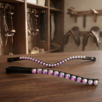 Bride de Cheval en Cuir de Haute Qualité avec Bandeau en Cristal AB de 10 mm, Couleur et Logo Personnalisables, Fabricant Grossiste