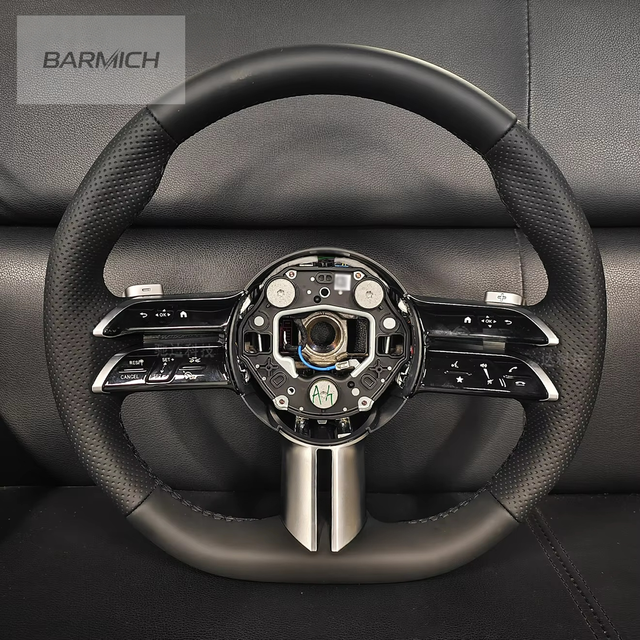 Black Leather Sports Steering Wheel for Mercedes-Benz E-Class W204-W213 for Models-High Quality