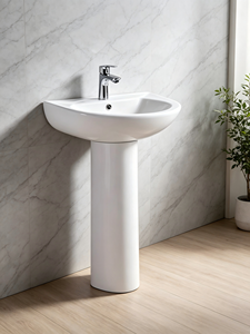 Lavabo sur pied moderne en céramique à trou unique pour toilettes, idéal pour les salles de bain d'hôpitaux et de villas - Product Image 5