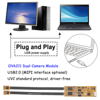 Module de caméra OEM OV6211 B&W 0,3MP, résolution 400x400, 120FPS, LED infrarouge 850nm, double objectif, mini USB, capteur CMOS, UVC Plug & Play, AR