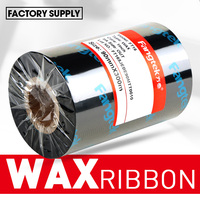 Pita Printer Barcode Wax Berkualitas Tinggi 90mm*300mtrs Merek Fangtek Gulungan Pita Transfer Termal untuk Printer Termal
