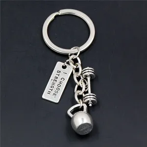 1 pièce Porte-clés de sport tendance en alliage de zinc, avec breloque haltère et haltère lestée, thème fitness, gym, <span class=keywords><strong>Crossfit</strong></span>, force, avec inscription, <span class=keywords><strong>cadeau</strong></span> pour hommes - Product Image 6