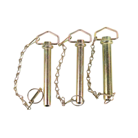 Pasador de Acero al Carbono de Alta Resistencia con Cadena y Grapas, Chapado en Zinc Amarillo, Honghao HH-4435, para Montaje Seguro de Ejes de Enganche