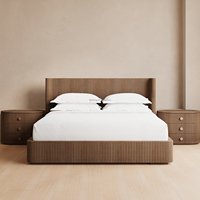 FERLY Meubles de chambre à coucher modernes personnalisables, lit capitonné king size, cadre de lit en bois de chêne, lit d'hôtel avec garantie de 2 ans