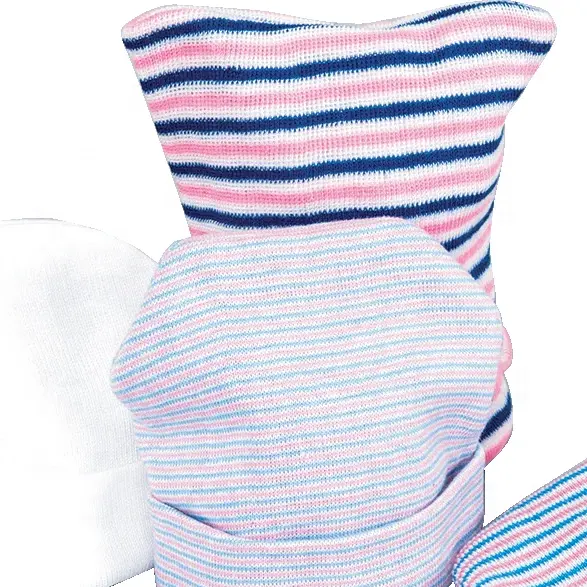 Mới nhất hình trụ tải màu hồng màu xanh trắng 0-24 tháng bé sơ sinh Polyester Cap với một kích thước