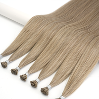 Extensiones de Cabello de Queratina con Punta Plana de Cabello Ruso Marrón a Precio de Fábrica, Extensiones de Cabello de Queratina Remy Virgen de Doble Trama con Logotipo Privado