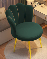 Chaise de maquillage pour chambre à coucher, chaise de salle de bain, chaise d'hôtel en velours, chaise de salon en métal doré de luxe nordique