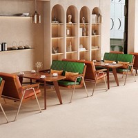 Ensemble de meubles de cafétéria en bois massif de haute qualité pour restaurants commerciaux et desserts Fauteuil et table en cuir personnalisés