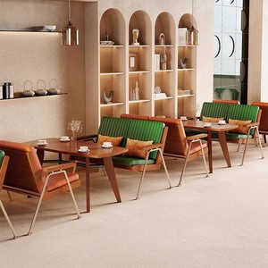 Ensemble de meubles de cafétéria en bois massif de <span class=keywords><strong>haute</strong></span> qualité pour restaurants commerciaux et desserts <span class=keywords><strong>Fauteuil</strong></span> et <span class=keywords><strong>table</strong></span> en cuir personnalisés - Product Image 6