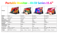 2024 oled 4k moniteur portable Full Hd Display Vga Lcd oled 15.6 pouces écran tactile pour les jeux
