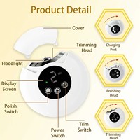 Coupe-ongles électrique portable avec écran numérique, 3 vitesses réglables, coupe-ongles et polisseur 2 en 1, rechargeable par USB, lumière LED