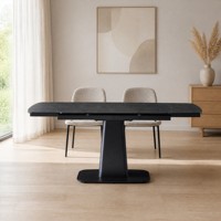 Table à manger de luxe légère, rectangulaire, avec plateau en pierre, style circulaire