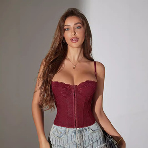 Corset moulant d'été 2025 pour <span class=keywords><strong>femme</strong></span>, style tunique, à bretelles fines, à anneaux métalliques, en polyester et dentelle, avec effet bustier, coupe ajustée, style Fishbone Sexy Sling Spice Girls - Product Image 4