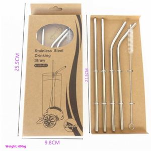 Paquete de Cuatro Pajitas de Acero Inoxidable 304, Grado Alimenticio, para Bebidas Frías, Reciclables y Ecológicas, para Salidas y Accesorios de Bar - Product Image 2