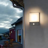 Lampe murale extérieure carrée en aluminium avec détecteur de mouvement, étanche IP-65, LED pour escaliers, balcons, couloirs, patios, jardins, moderne