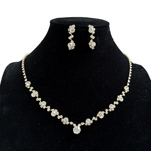 Conjunto de Collar y Pendientes de Moissanita para Mujer, <span class=keywords><strong>Accesorios</strong></span> para Vestido de Novia, Pendientes de Cadena para Clavícula Modernos y Sencillos - Product Image 1