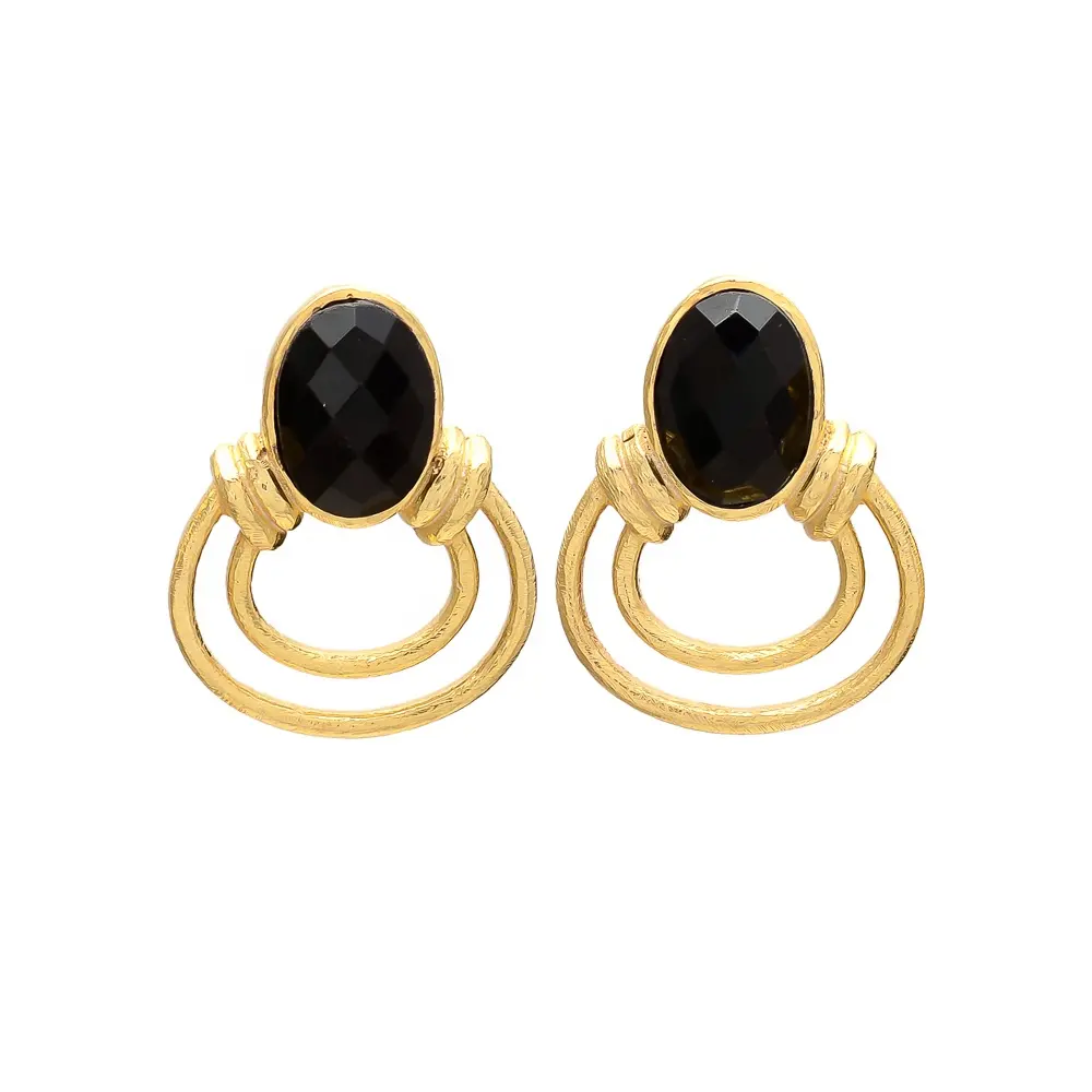 925 Sterling Silver Black Onyx Gemstone Fashionable Beautiful Earrings
