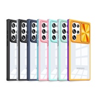 Coque de téléphone rigide transparente avec protection d'écran intégrée et protection coulissante pour objectif d'appareil photo pour Samsung S23 22 Ultra S24 Plus S25 S26