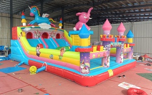 Vente directe d'usine Combo animal château sautant gonflable Commercial extérieur gonflable château plein d'entrain toboggan Combo - Product Image 6