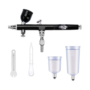 Aérographe AR180 à alimentation par gravité 0,3-0,5 mm, double action, vitesse réglable, pour peinture artistique, modélisme, portable, rouge - Product Image 2