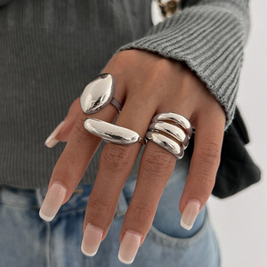 Gioielli all'ingrosso geometrico ovale Design irregolare oro placcato in acciaio inox aperto <span class=keywords><strong>Set</strong></span> di <span class=keywords><strong>anelli</strong></span> <span class=keywords><strong>regolabili</strong></span> per le donne - Product Image 5