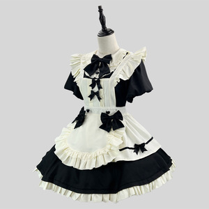 Lolita Style Maid Dress With Apron Flutter Sleeves Sweet Cosplay Costume For Anime Role Play - Product Image 2