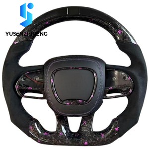 Volante Deportivo de Fibra de Carbono Forjado Real con LED para Dodge Charger Sxt SRT <span class=keywords><strong>Rt</strong></span> Challenger Scat Pack Durango Ram 1500 Charger Hellcat - Product Image 1