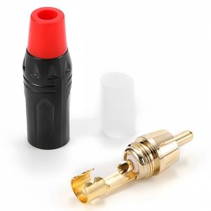 Conector RCA Phono de 6 mm, enchapado en oro, para audio y video, con orificio pasante y aislamiento rojo - Product Image 1