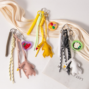Creative and Cute Eco-Friendly Durable Y2K Leather Duck Keychain Pendant Food Weaving <b>Rope</b> Bag 2026 Wholesale - Product Image 1