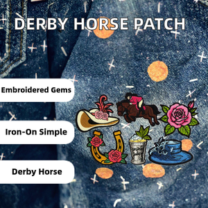 Patchs thermocollants en PVC brodés de sequins, style sudiste Kentucky Derby, motif cheval de course et rose, pour chapeaux, vêtements, sacs et artisanat DIY - Product Image 2