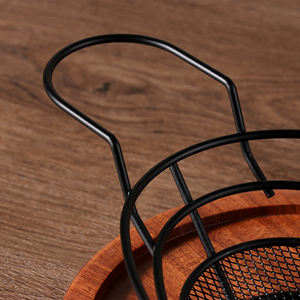 XINGPAI — panier à pain de frites en acier inoxydable, de forme ovale, avec poignée, noir, service de restaurant - Product Image 4