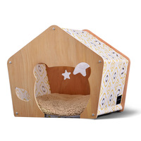 Hölzernes Haustier-Zelt Pop-Up-Design Japanisch-Koreanischer Stil Luxuriöses Katzen- & Hundebett für Kleine Hunde zur Innennutzung