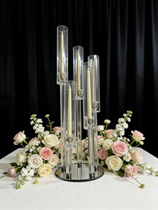 <b>Crystal</b> 10 Pillar Glass Candlestick Tube Candle Holder <b>Crystal</b> Wedding Candelabra Decoration Centerpieces Bougeoir Mariage - Product Image 1