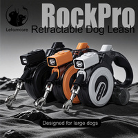 Laisse rétractable multifonctionnelle LED 5-en-1 pour chien, 5 m, avec SOS et sifflet électronique, laisse en nylon réfléchissant pour chiens jusqu'à 50 kg