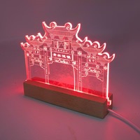 Lampe de nuit LED 3D rectangulaire DIY, base en bois, taille moyenne, blanc chaud, gravure effaçable, piles AAA, usage domestique