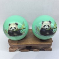 Boules de Baoding musicales en laque Shouxing, motif Panda avec impression par transfert d'eau, anti-stress