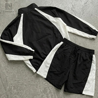 Ensemble de survêtement deux pièces pour homme, veste coupe-vent légère en nylon respirant et short, grande taille, pour le streetwear printanier