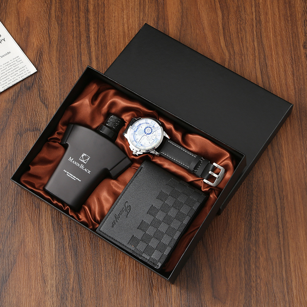 m2816 4-piece set-perfume+watch+wallet+gift box