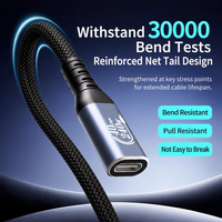 Câble d'extension Type C mâle vers femelle 240W PD à charge rapide, transfert de données haute vitesse 40 Gbps, cordon d'extension Type C tressé