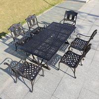 Mobilier d'extérieur Patio grande taille longue table rectangulaire avec fauteuil en fonte d'aluminium 200cm 275cm longue table à manger
