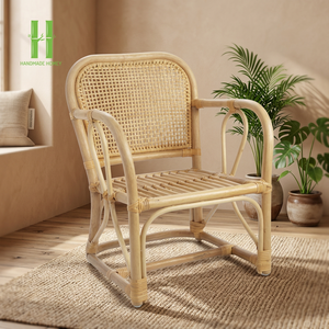 Chaise en rotin en osier vintage avec coussin de siège pour la maison, le bureau, la chambre à coucher, l'hôtel ou la villa-Meubles de salon de style loisirs - Product Image 1