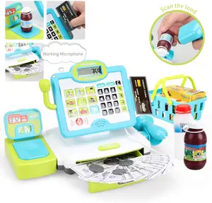 Pretend Play Rekenmachine Kassa Speelgoed Als Voorschoolse Gift Voor Kinderen, Klassieke Telling Speelgoed Met Geluid Microfoon Scanner Pretend