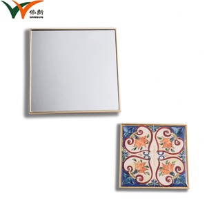 Miroir cosmétique de marque en alliage de zinc, mini, carré, avec autocollant en époxy tendance - Product Image 4